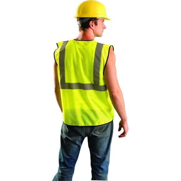 3 OccuNomix Mens Class 2 Mesh Single Stripe Safety Vest, Neon Yellow 2/3X - Picture 8 of 8